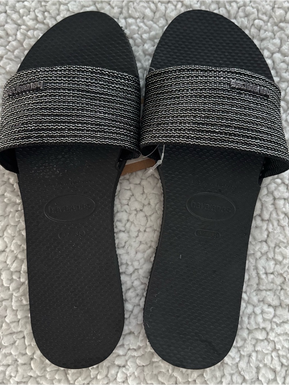 Havaianas Slides Size 37/38. Black/Silver. Brand New. With Tags - Picture 2 of 10